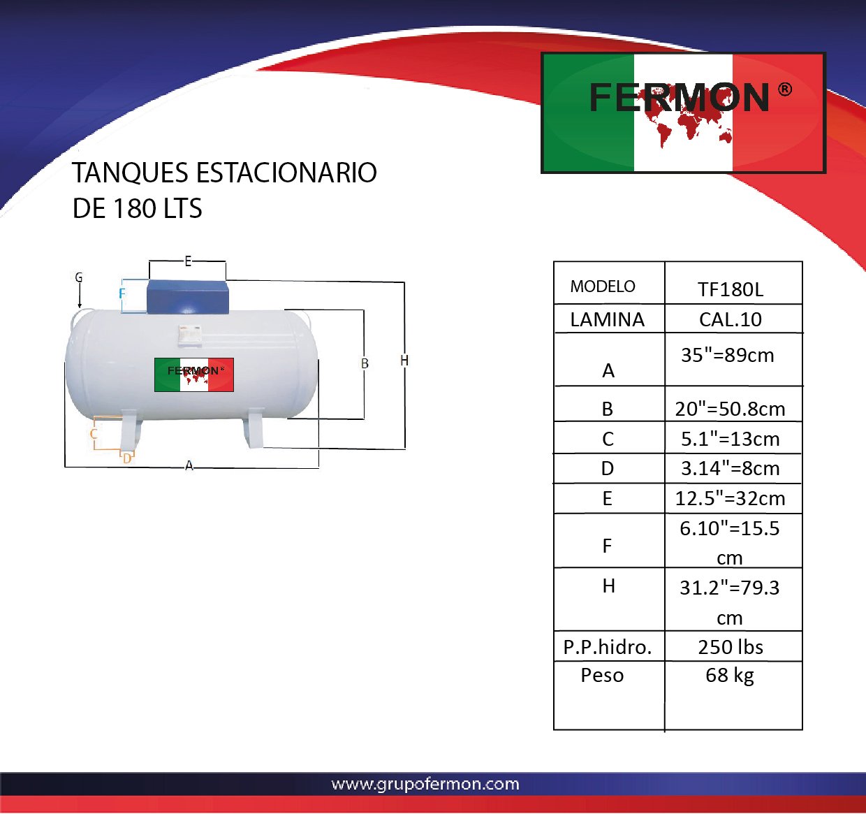 Tanque Estacionario De Lts Para Gas Grupo Fermon